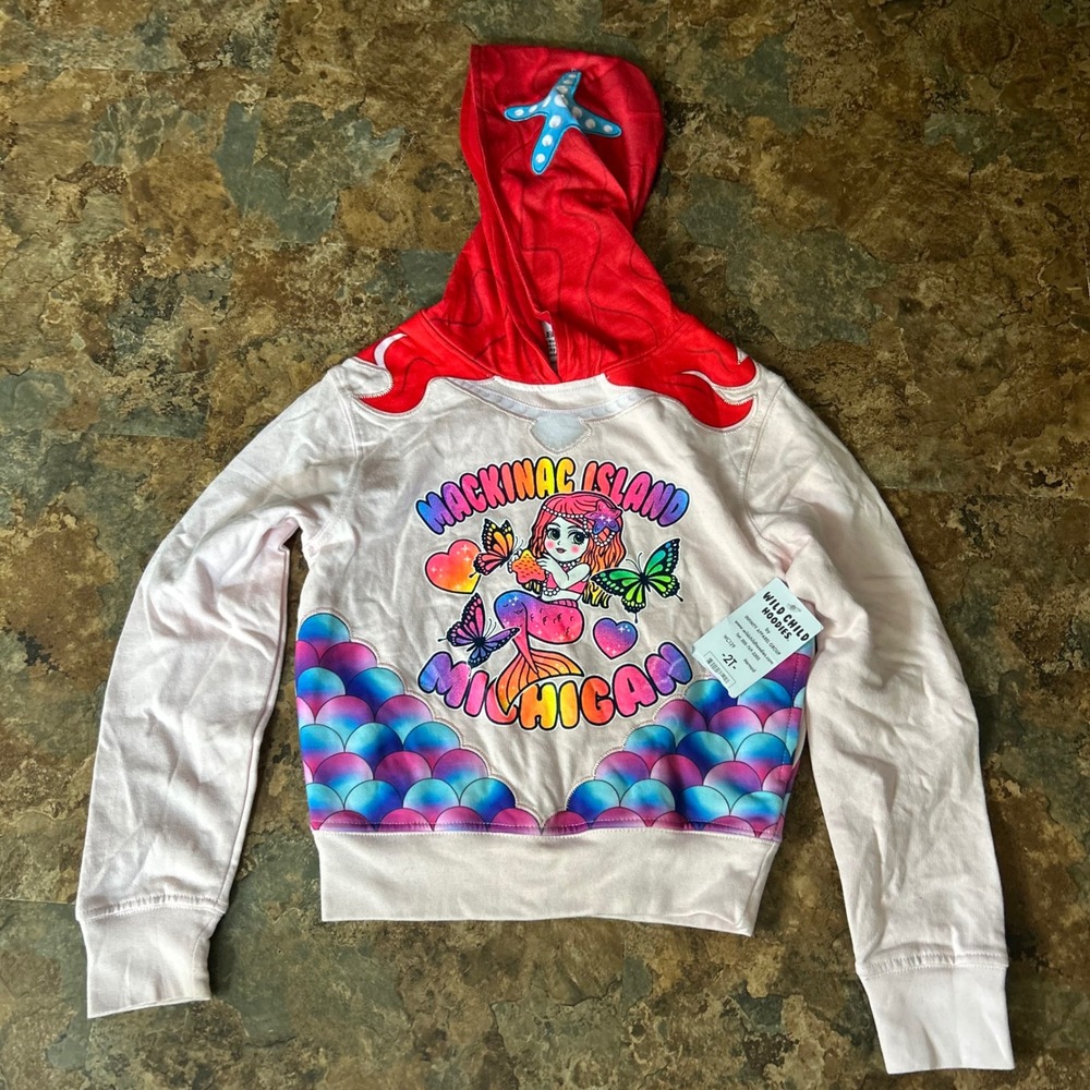Wild Child Hoodies Mackinac Island Michigan Girls Size 2T Mermaid Hoodie Shirt